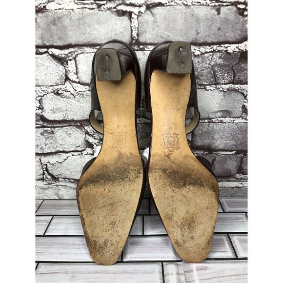 Silvia Florentina Brown Patent Leather Mary Jane Strap Heels Women Sz 9M US/40EU - Picture 14 of 16